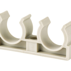 Клипса (опора) для труб ПП двойная d20, сер. РТП