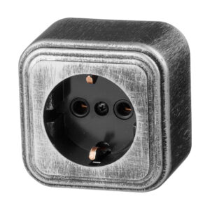 Розетка 1-ая (открытая, с/з) серебро, Стандарт, Юпитер