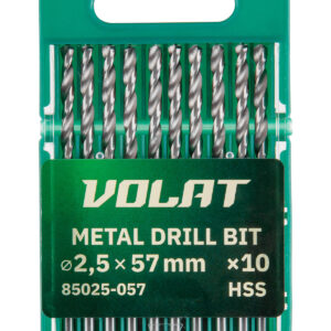 Сверло по металлу ц/х 2.5х30х57 мм HSS, комплект из 10-ти шт ВОЛАТ