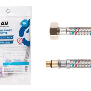 Подводка гибкая, SUS, иголка м10 короткая - гайка 1/2" 120 см AV Engineering