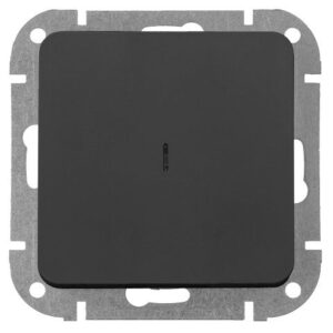 Выключатель 1 клав. (cкрытый, 10А) со световой индикацией, карбон, Astrum, BYLECTRICA