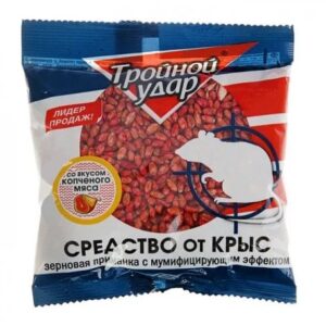 Отрава от грызунов (зерновая приманка) Домовой Прошка "Тройной удар" (п/э пакет 130 гр.)