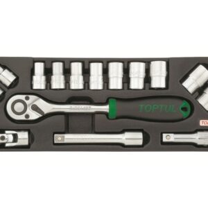 Набор-сет головок 1/2" 8-24мм 15предм. 6гр. TOPTUL