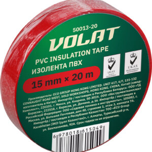 Изолента ПВХ 15ммх20м красная ВОЛАТ