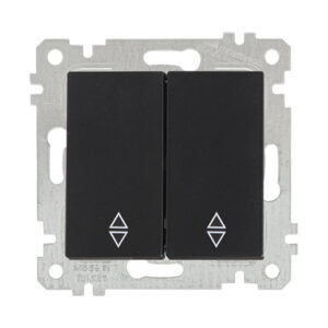 Выключатель проходной 2-клав. (скрытый, без рамки, винт. зажим) черный, RITA, MUTLUSAN