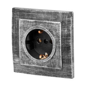 Розетка 1-ая (скрытая, с/з) серебро, Стандарт, Юпитер