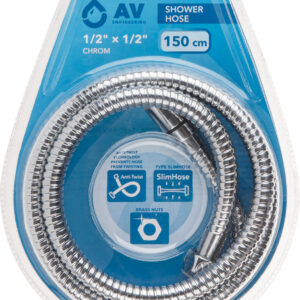 Шланг душевой SUS/EPDM, 1/2" г-г 150 см, хром, anti-twist, AV Engineering
