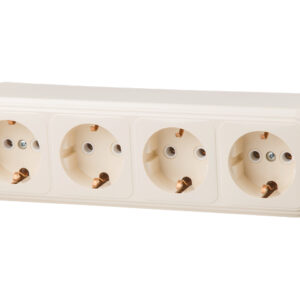 Розетка 4-ая (открытая, с/з) бежевая, Стандарт, Юпитер