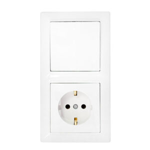 Блок выкл. 1 клав. + розетка (скрытая, с/з) белая, Стиль, Bylectrica