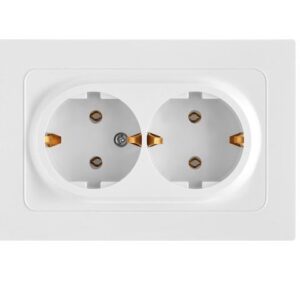 Розетка 2-ая (скрытая, с/з,) белая,  Astrum, BYLECTRICA