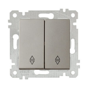 Выключатель проходной 2-клав. (скрытый, без рамки, винт. зажим) титан, RITA, MUTLUSAN