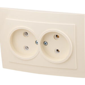 Розетка 2-ая (скрытая, б/з) бежевая, Стандарт, Юпитер