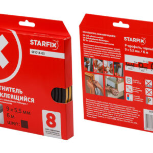 Уплотнитель "P" черный 9х5,5мм 6м (сдвоенный профиль 2х3м) STARFIX