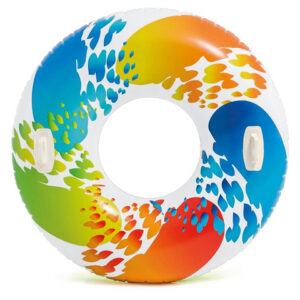 Надувной круг для плавания с ручками Rainbow Ombre, 122 см, INTEX