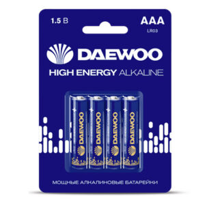 Батарейка AAA LR03 1,5V alkaline BL-4шт DAEWOO HIGH ENERGY
