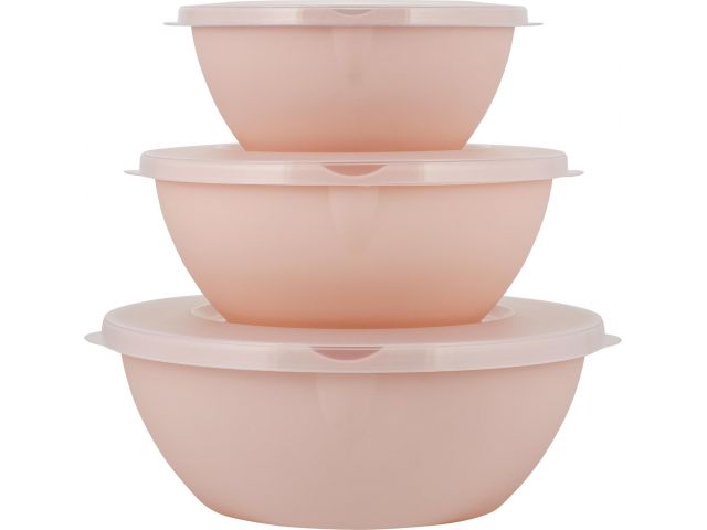 Набор мисок с крышками, 3 шт., Helsinki, персиковая карамель, PLAST TEAM