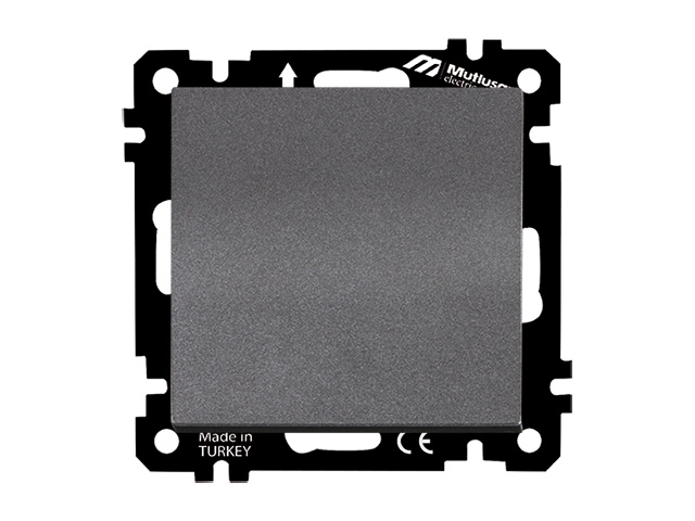 Выключатель 1-клав. двухполюсный (скрытый, без рамки, пруж. зажим) дымчатый, DARIA, MUTLUSAN