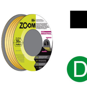 Уплотнитель гаражный "D" 12ммх10мм черный сдвоенный профиль (2х25м) ZOOM INDUSTRIAL