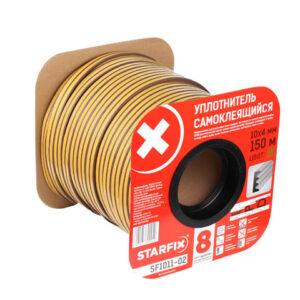 Уплотнитель "E" коричневый 10х4мм 150м (сдвоенный профиль 2х75м) STARFIX