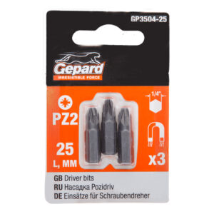 Насадка крестообразная PZ2 25мм  3шт GEPARD (GP3504-25)