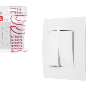 Выключатель 2 клав. (скрытый, 10А) белый, Steen, LEIDEN ELECTRIC