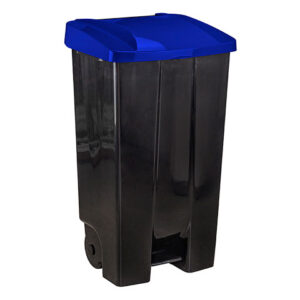 Контейнер для мусора 110л с педалью на колесах (синий) IDEA