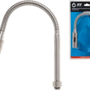 Излив гибкий с двухрежимной лейкой для смесителя, никель, AV Engineering