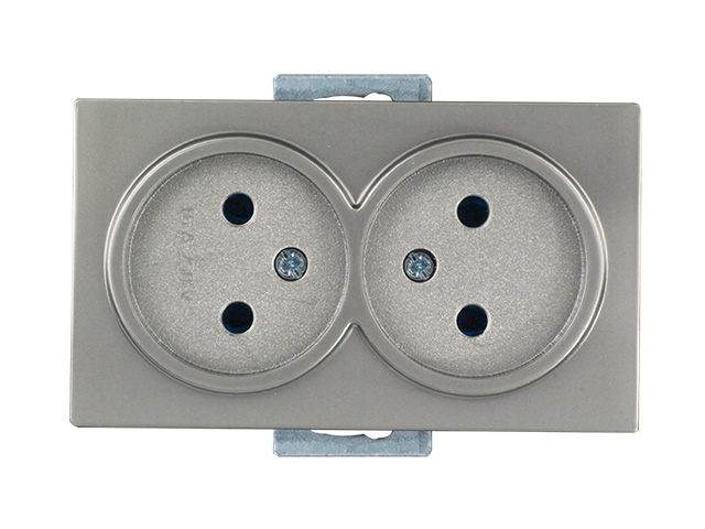 Розетка 2-ая (скрытая, б/з) титан, DARIA, MUTLUSAN