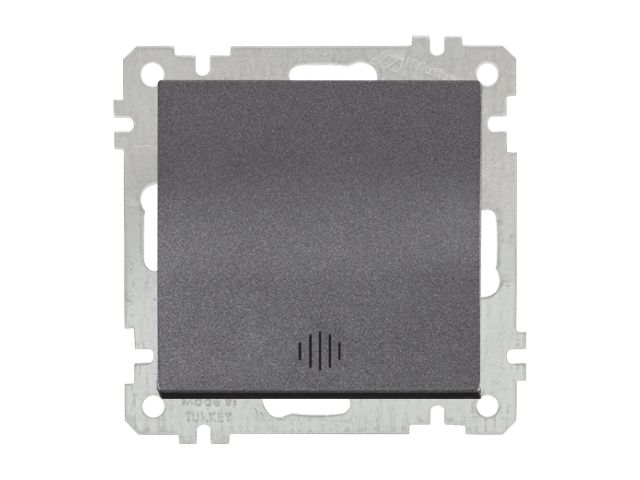 Выключатель 1-клав. (с подсветкой, скрытый, винт. зажим) дымчатый, ELITRA, MUTLUSAN