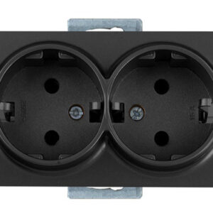 Розетка 2-ая (скрытая, с/з, керамика) черная, DARIA, MUTLUSAN