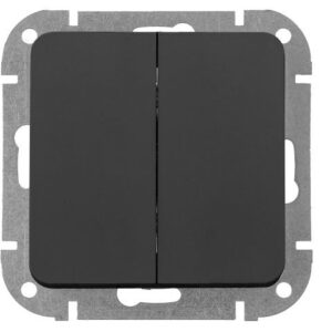 Выключатель 2 клав. (cкрытый, 10А) карбон, Astrum, BYLECTRICA