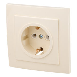 Розетка 1-ая (скрытая, с/з) бежевая, Стандарт, Юпитер