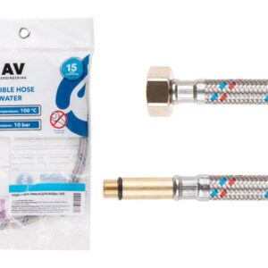 Подводка гибкая, SUS, иголка м10 длинная - гайка 1/2" 50 см AV Engineering