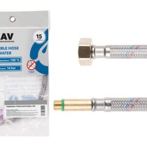 Подводка гибкая, ПВХ, иголка м10 длинная - гайка 1/2" 50 см AV Engineering