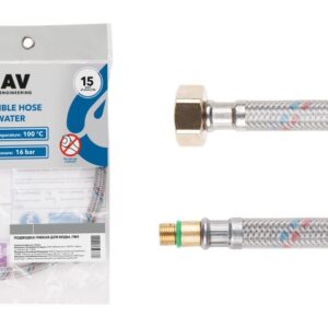 Подводка гибкая, ПВХ, иголка м10 короткая - гайка 1/2" 50 см AV Engineering