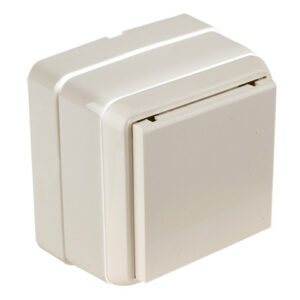 Розетка 1-ая (открытая, с/з, с крышкой, керамика) кремовая, BRON, MUTLUSAN