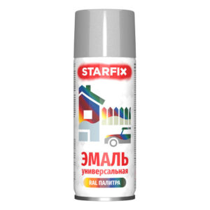 Краска-эмаль аэроз. универсальная серебряный хром STARFIX 520мл (9006)