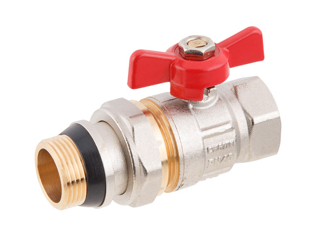 Кран шаровый 1" нар.-вн. бабочка (со сгоном) PN40, AV Engineering