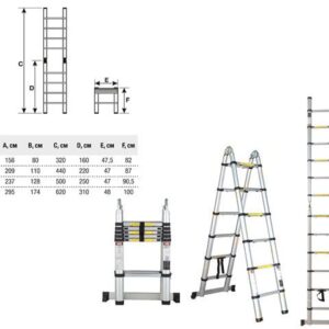 Лестница телескопическая 2-х секц. алюм. 209/440см, 2х7 ступ. 15кг STARTUL (ST9733-044)