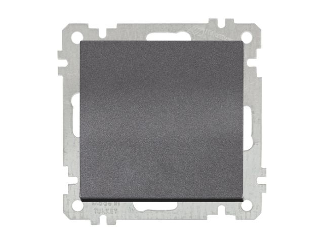 Выключатель 1-клав. (скрытый, винт. зажим) дымчатый, ELITRA, MUTLUSAN