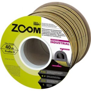 Уплотнитель гаражный "D" 14ммх12мм белый сдвоенный профиль (2х20м) ZOOM INDUSTRIAL