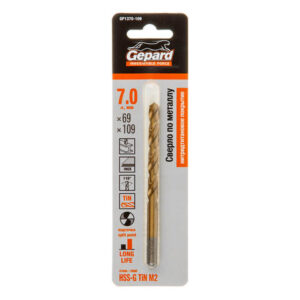 Сверло по металлу ц/х 7.0х69х109 мм HSS TIN GEPARD