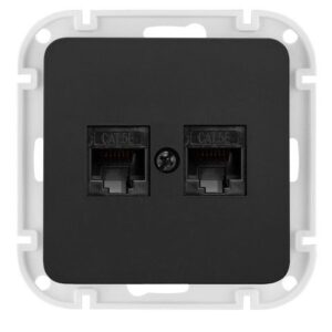 Розетка 2-ая компьютерная (скрытая) карбон Astrum, BYLECTRICA