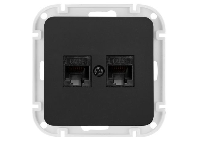 Розетка 2-ая компьютерная (скрытая) карбон Astrum, BYLECTRICA