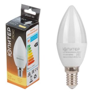Лампа светодиодная C37 СВЕЧА 6 Вт 170-240В E14 3000К ЮПИТЕР ЛЮКС