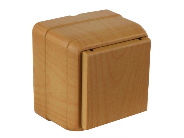 Розетка 1-ая (открытая, с/з, с крышкой) дуб, BRON, MUTLUSAN