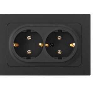 Розетка 2-ая (скрытая, с/з) карбон,  Astrum, BYLECTRICA