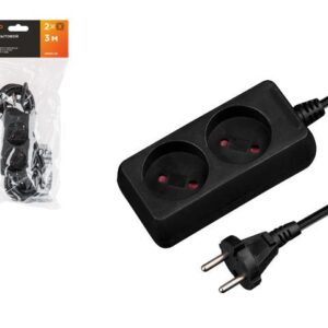 Удлинитель 3м (2 роз., 2,2кВт, б/з, ПВС 2х0,75) черный, Юпитер