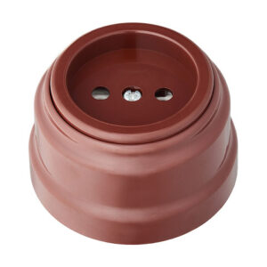 Розетка 1-ая (открытая, б/з) коричневая, Ретро, BYLECTRICA