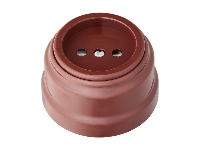 Розетка 1-ая (открытая, б/з) коричневая, Ретро, BYLECTRICA